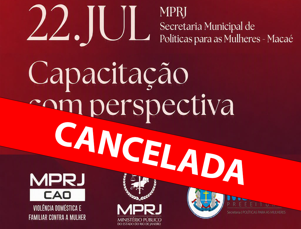Capacitação em Perspectiva de Gênero do Ministério Público é cancelada nesta quarta Capacitação em Perspectiva de Gênero do Ministério Público é cancelada nesta quarta