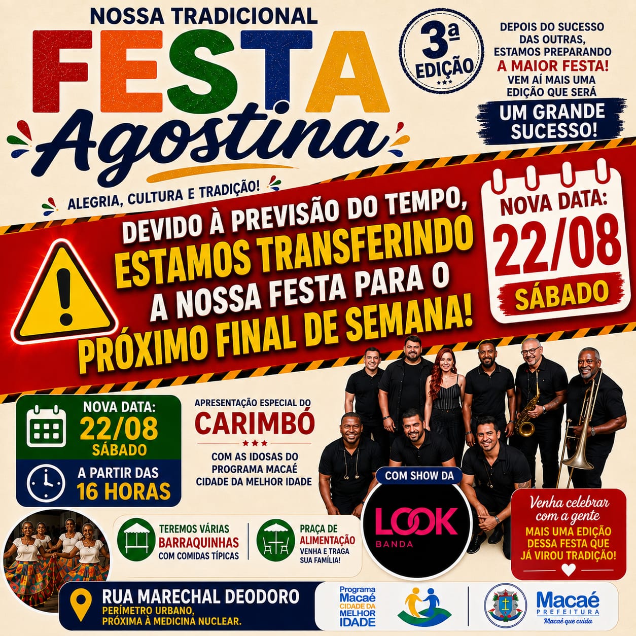 Festa Agostina do Programa 'Macaé Cidade da Melhor Idade' será realizada no dia 22