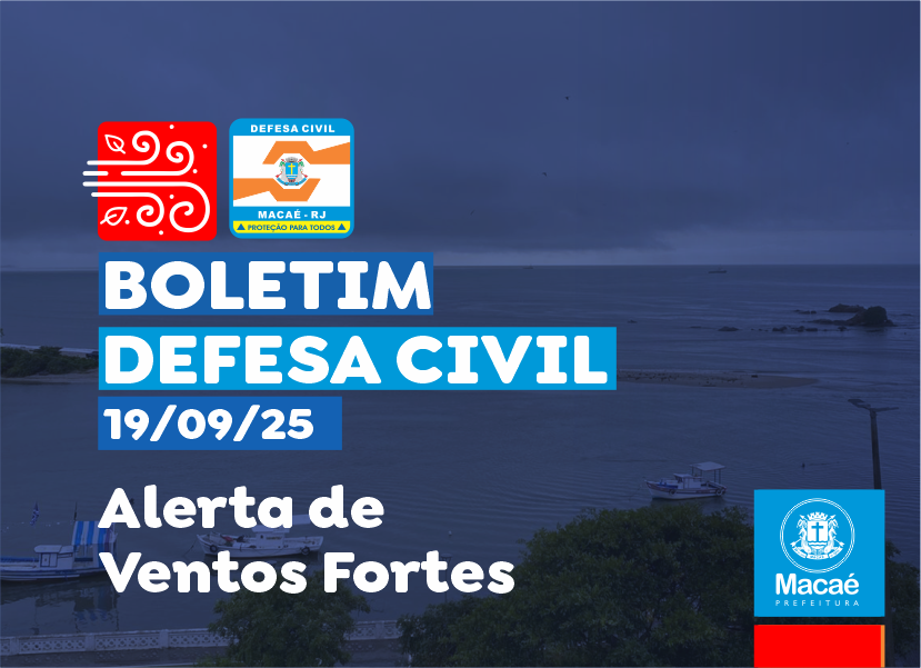 Defesa Civil de Macaé emite alerta para ventos fortes no fim de semana