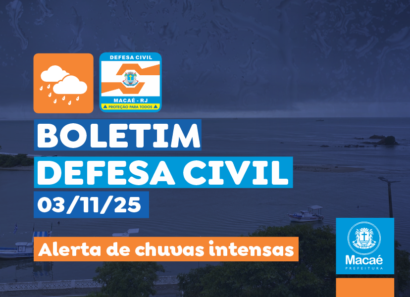 Defesa Civil alerta para possibilidades de chuvas de moderada a forte