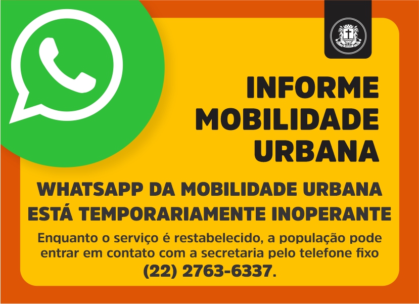 WhatsApp da Mobilidade Urbana está temporariamente inoperante